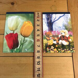 Tulips & Teddy Bears Stationary Notepad Lined Paper Vintage Selectum Set of 2
